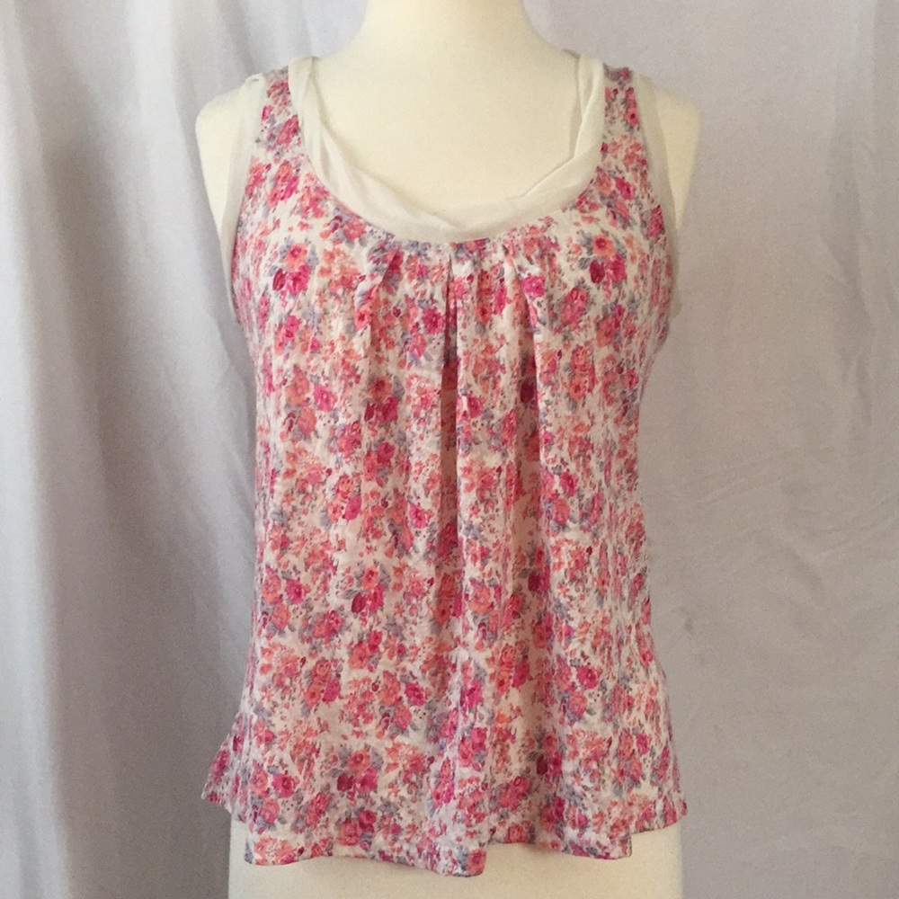 Forever 21 size S floral tank top with mesh detail